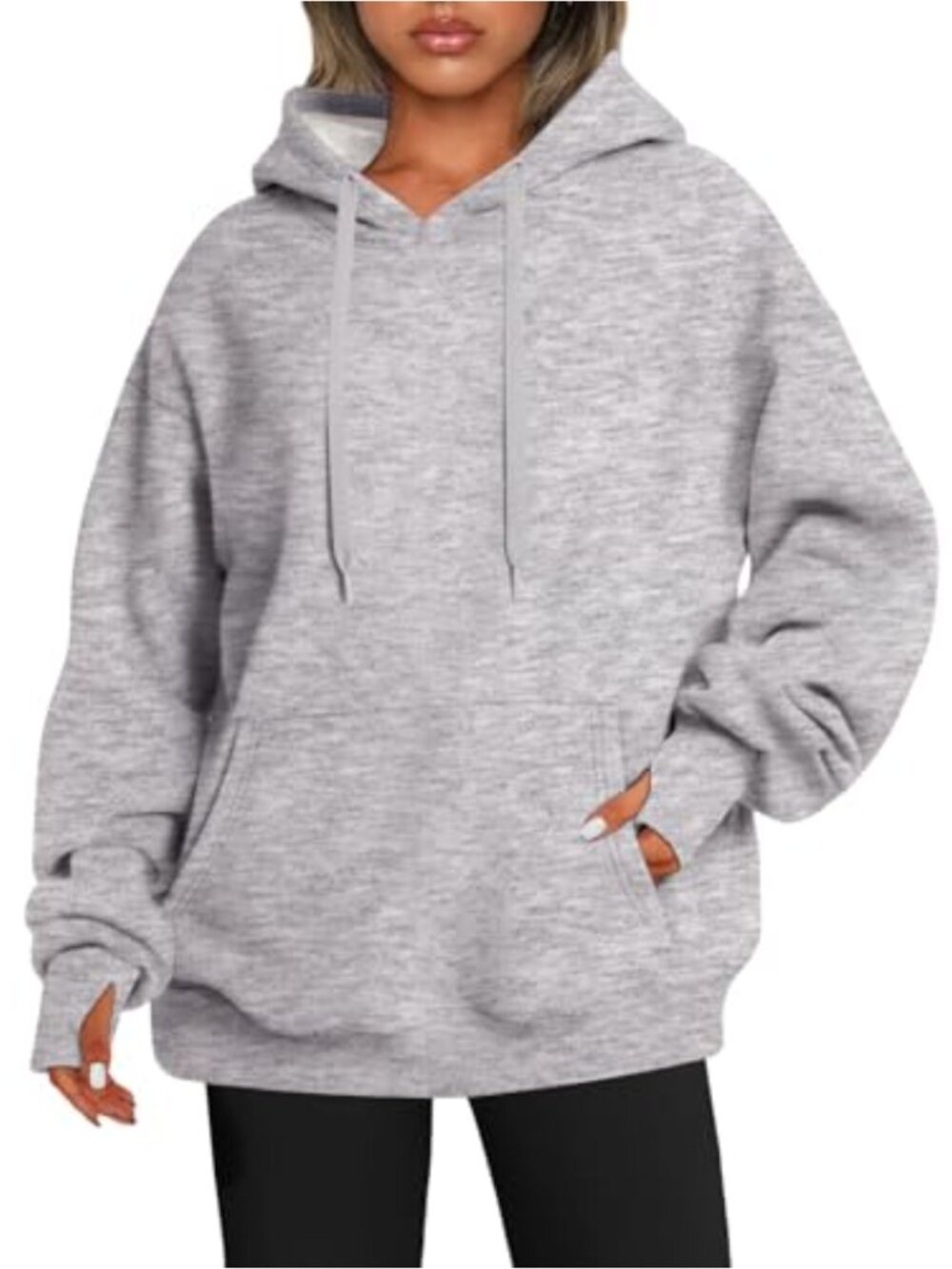Oversized Pullover Hoodie with Thumbholes Fleece Lined